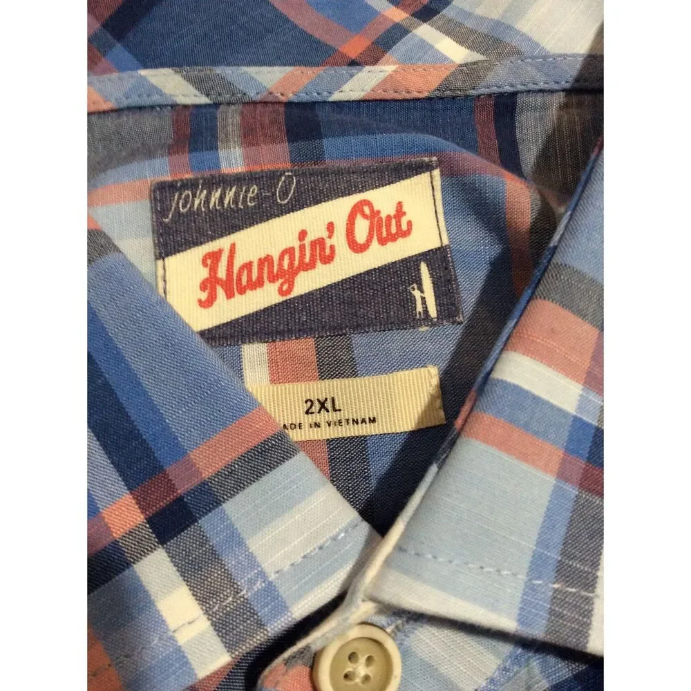 Johnnie O Hangin' Out Mens Fairfield button down 2XL plaid long sleeve VNC